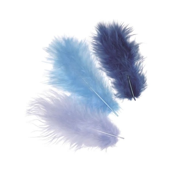 Plumes de marabout, mix bleu, 15 pièces, env. 10cm