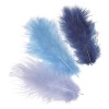 Plumas de marabú, mix azul, 15 pzas, 10cm