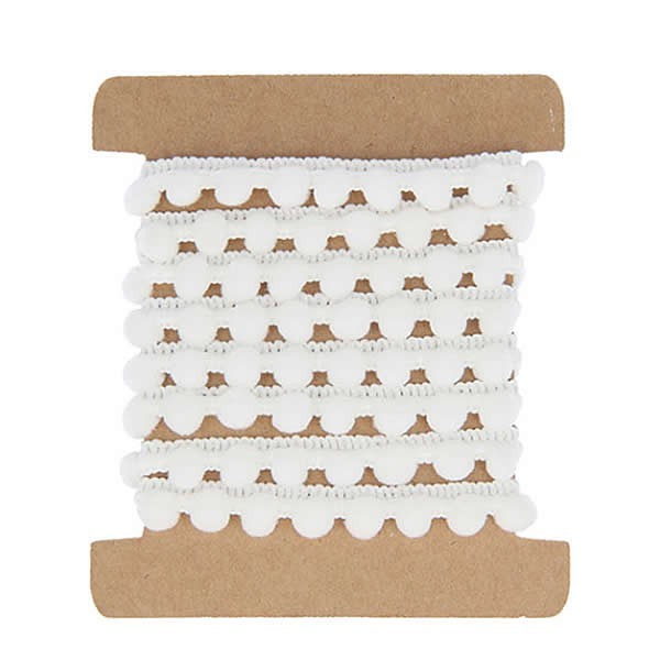 Ruban pompons blanc, 1m