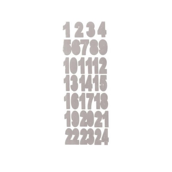 Stickers Numbers silver from 1 to 24, 3.1cm