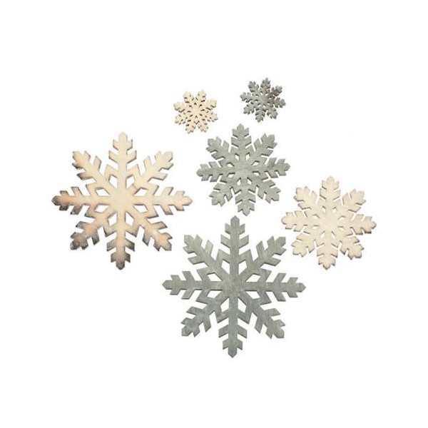 Snowflakes, nature-greyblue, 12 pcs