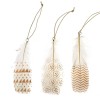 Printed feathers, white-gold, 3 pcs