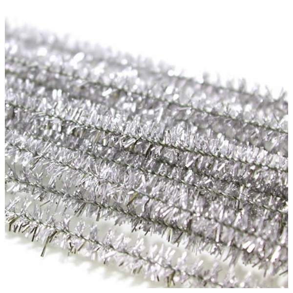 Pipe cleaners, 8mm/50cm, 10 pcs, silver