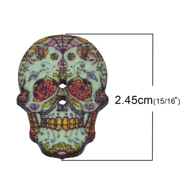 Holzknöpfe Skull, 24.5x17.5mm, 10 Stk