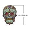 Wooden Buttons Skull, 24.5x17.5mm, 10 pcs