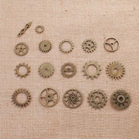 Steampunk gears bronze, 12-26mm, 17 pcs
