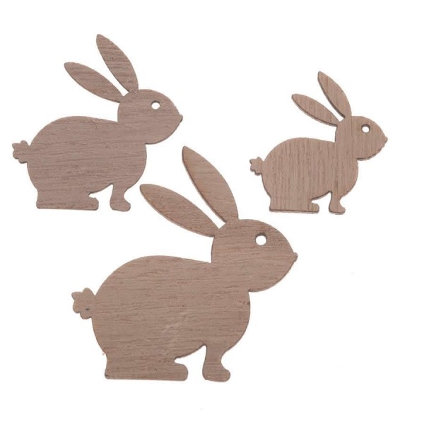 Wooden rabbits, 3-5cm, 9 pcs