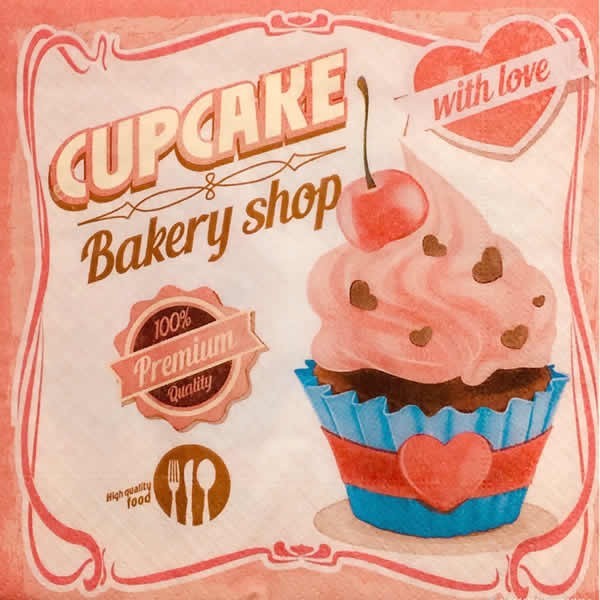 Serviette Cupcake with love, 1 Stk