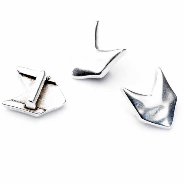 Ribbon buckle hammered chevron 17x15mm, 2 pcs