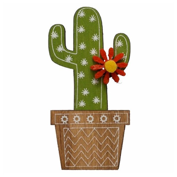 Cactus de madera, 2x5cm, auto-adhesivo, 4pz