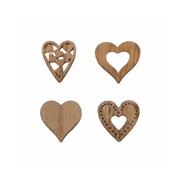 Corazones de madera Ravenna, 30-40mm, 8 pz