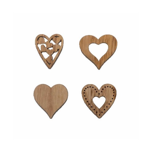 Wooden hearts Ravenna, 30-40mm, 8 pcs