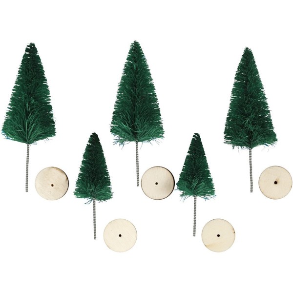 Fir trees, green, 5 pcs