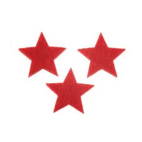 Estrellas de fieltro, rojo, 2.5cm, 15 pz
