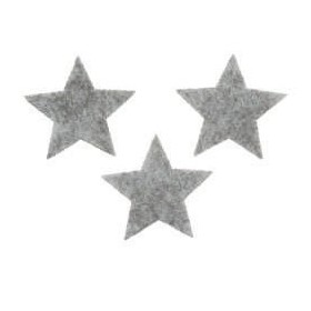 Estrellas de fieltro, gris, 2.5cm, 15 pz