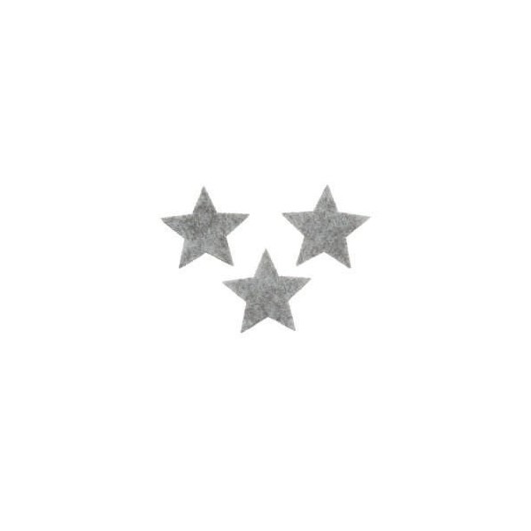 Estrellas de fieltro, gris, 2.5cm, 15 pz