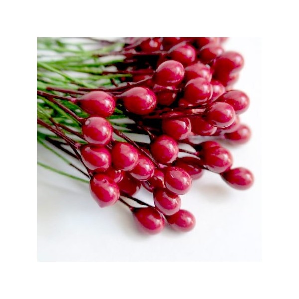 Ilex berries, 6mm, 72 pces, red