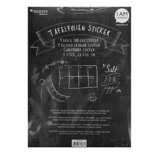 Chalkboard foil, adhesive 23x22cm, 5 pcs