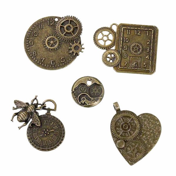 Steampunk charms, bronze, 23-50mm, 5 pcs
