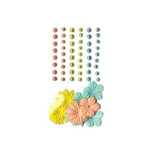 Adhesive half pearls and paper flowers, Scandisweet