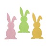 Lapins en bois vert/rose/jaune, 7cm, 6 pces