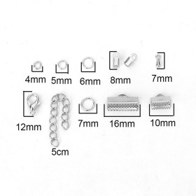 Finding-kit, silver-coloured, +/- 525 pcs