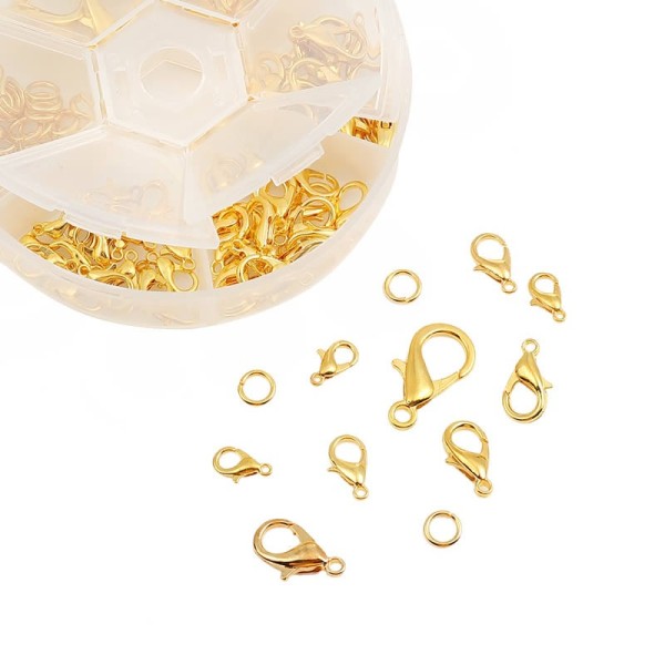 Mosquetón y anillas oro, 110 pz
