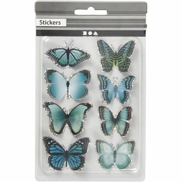3D Stickers Mariposas, azul, 20-35mm