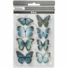 Stickers 3D papillons, 20-35mm, bleu