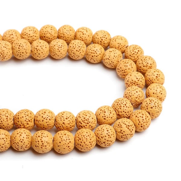 Lava beads yellow 10mm, -/+ 40 pcs