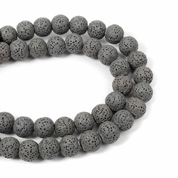 Lava beads grey 10mm, -/+ 40 pcs