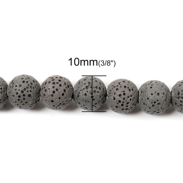 Cuentas de lava volcánica, gris, 10mm, -/+ 40 pcs