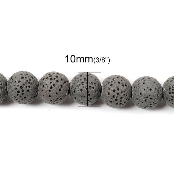 Lava beads grey 10mm, -/+ 40 pcs