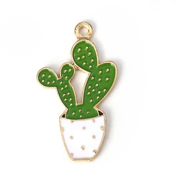 Pendentif cactus émaillé, 35mm x 20mm, 5 Pcs