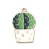 Pendentif cactus émaillé, 28mm x 17mm, 5 Pcs