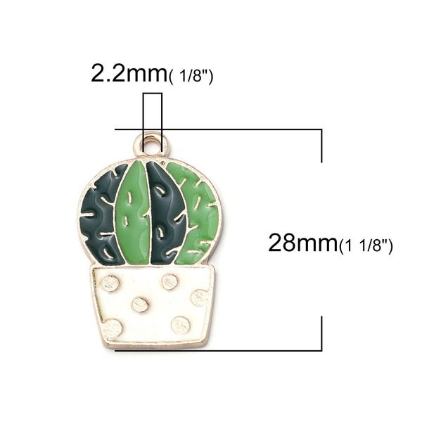 Colgantes esmalte cactus 28mm x 17mm, 5 Pz