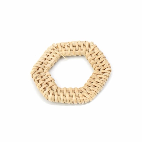  Rattan Schmuckelement, Sechseck 4x3,8cm, 2 Stk