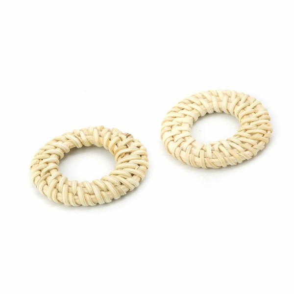 Elément de bijouterie en rotin, cercle 4.1cm, 2 pcs