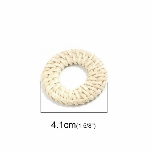 Elément de bijouterie en rotin, cercle 4.1cm, 2 pcs