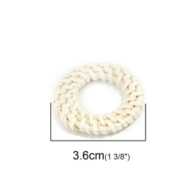 Elément de bijouterie en rotin, cercle 3.6cm, 2 pcs
