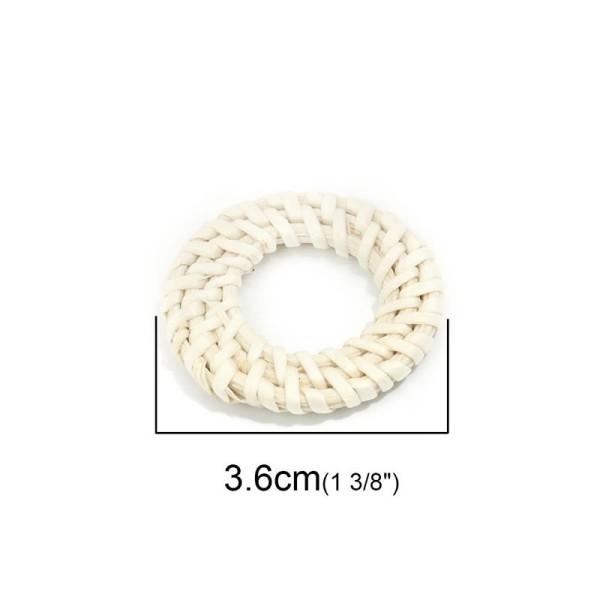 Rattan jewelery element, circle 3.6cm, 2 pcs
