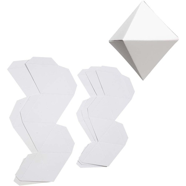 Paper Diamond Ornaments, white, basic, 12 pcs mixed