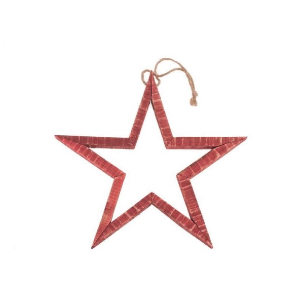 3D Wooden star, red, 29x29x2.5cm