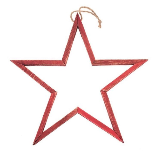 Estrella de madera 3D,rojo, 39x39x2.5cm