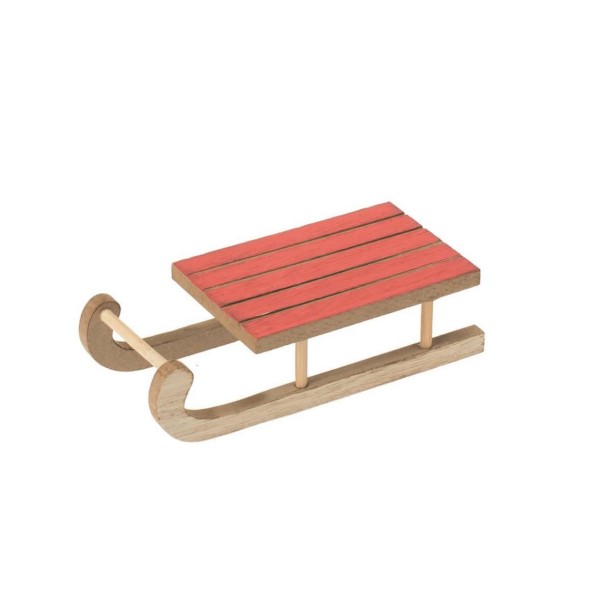 Holz-Schlitten rot, 12x5.5x3cm