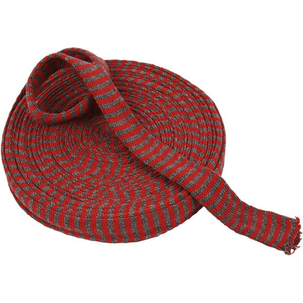 Tube en tricot rouge/gris, 30mm/10m