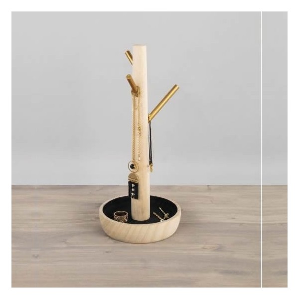 Présentoir à bijoux en bois Ø13cm, H31,5cm