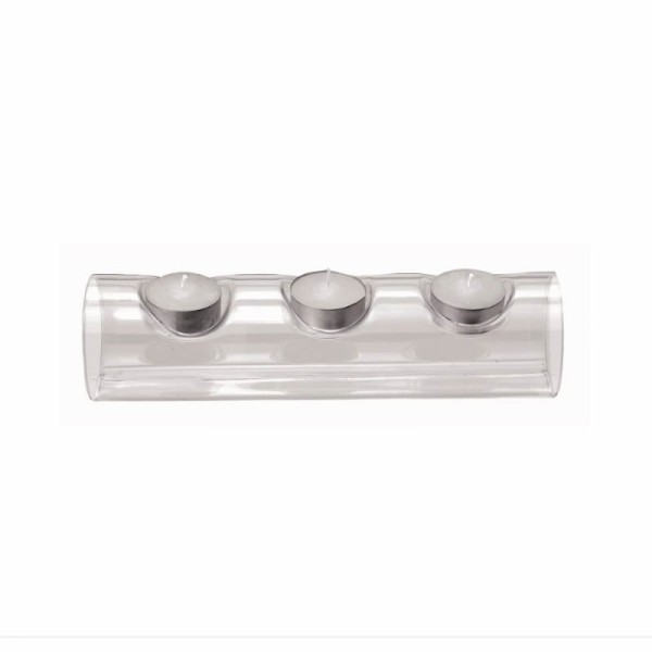 Candle holder with 3 tea lights, L230xH55mm