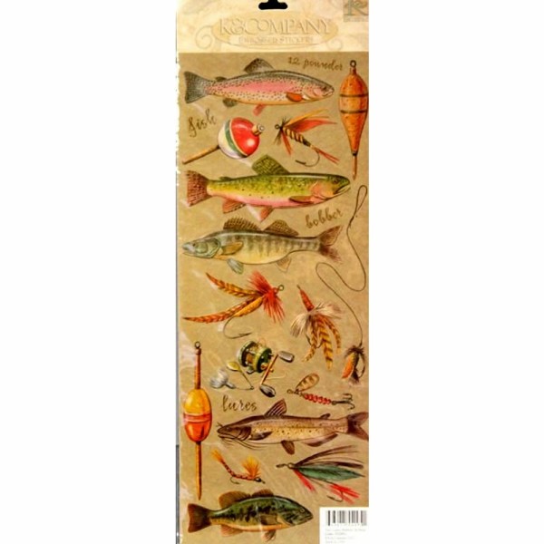 K&Company- Autocollants embossés Fish & Lures