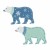 Wooden bear, blue, 4.2x2.4x0.1cm, 6 pcs